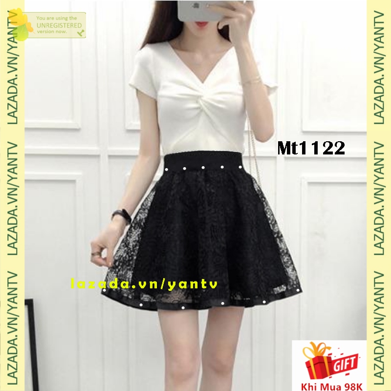 Chân Váy Ren Ngắn Phối Hạt Lưng MT1122 sang trọng cho bạn phong cách tiểu thư yantv