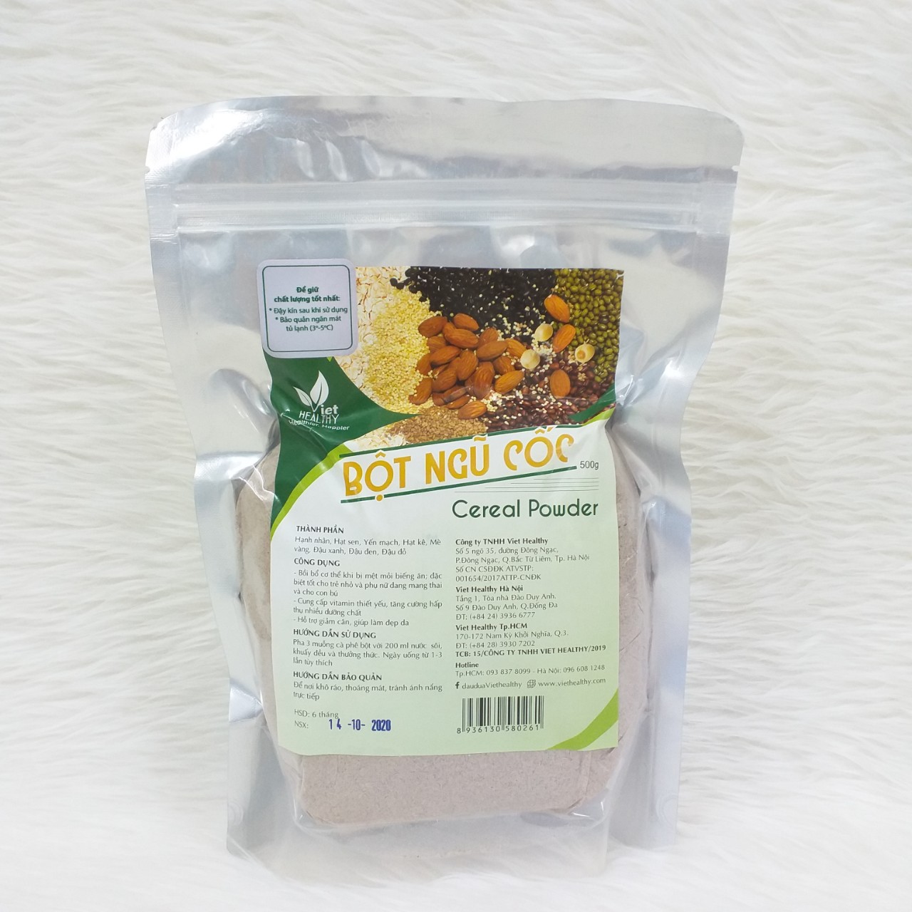 Bột dinh dưỡng Viethealthy 500gr - Bột ngũ cốc VietHealthy- Thành Phần: Hạnh nhân, Hạt sen, Yến mạch, Hạt kê, Mè vàng..