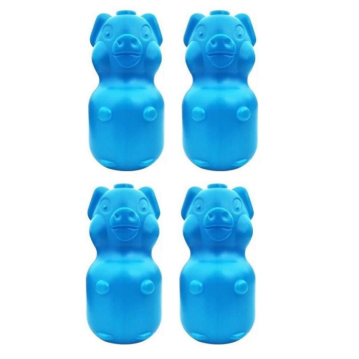 Bộ 4 chai thả bồn cầu tẩy xanh làm thơm diệt khuẩn hình con lợn 230g KL656