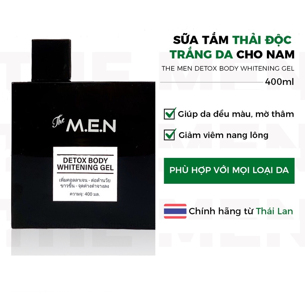 Sữa tắm thải độc trắng da cho nam The MEN Detox Body Whitening Gel 400ml
