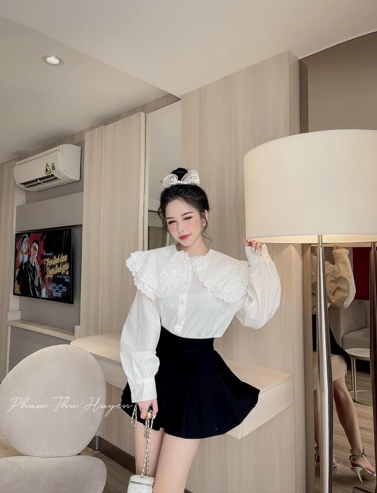 Áo sơ mi phối bèo, áo sơ mi kiểu nữ, phụng hoàng