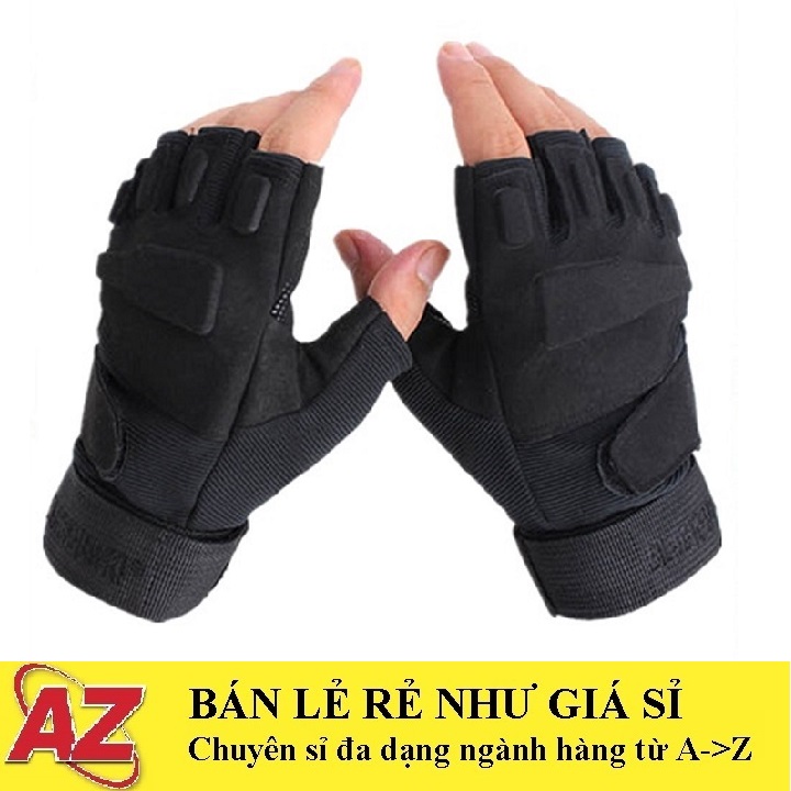  ✔️ Găng Tay Xe Máy Đi Phượt Cụt Ngón Blackhawk Cao Cấp 