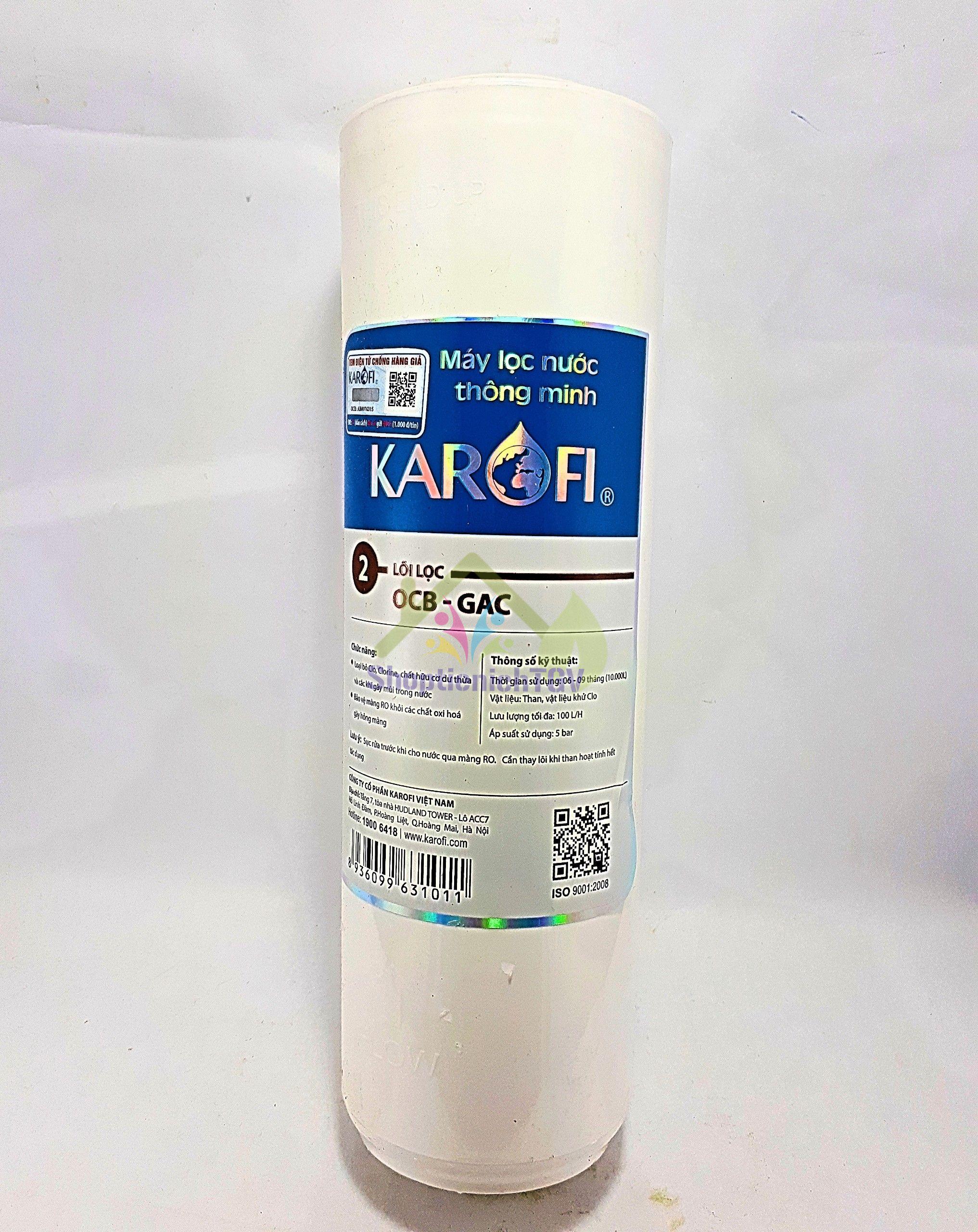 Lõi lọc nước than hoạt tính ocb karofi - lõi số 2
