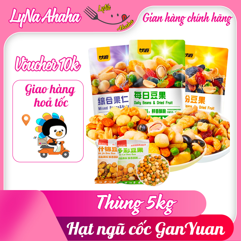 [SỈ 1 THÙNG 5KG] Gói Hạt Dinh Dưỡng GANYUAN 30G Mix, Hạt Dinh Dưỡng Mix Trái Cây Sấy Giòn, Hạt Ngũ Cốc Sấy Khô Tẩm Vị