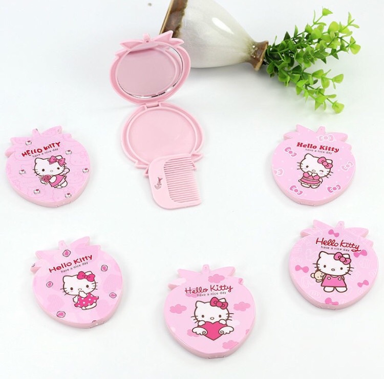 Bộ lược chải tóc và gương cầm tay Hello Kitty đáng yêu