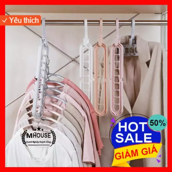 Móc treo quần áo đa năng thông minh 9 lỗ