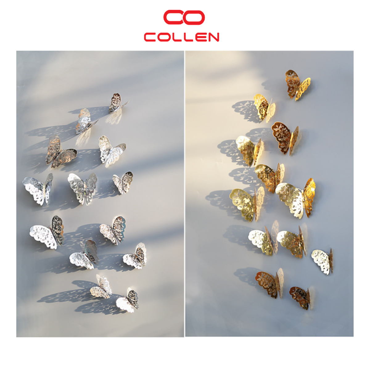 Set trang trí dán tường 3D Hình Bươm Bướm Trang Trí Phòng ngủ , phòng khách , phòng làm việc , Decor.