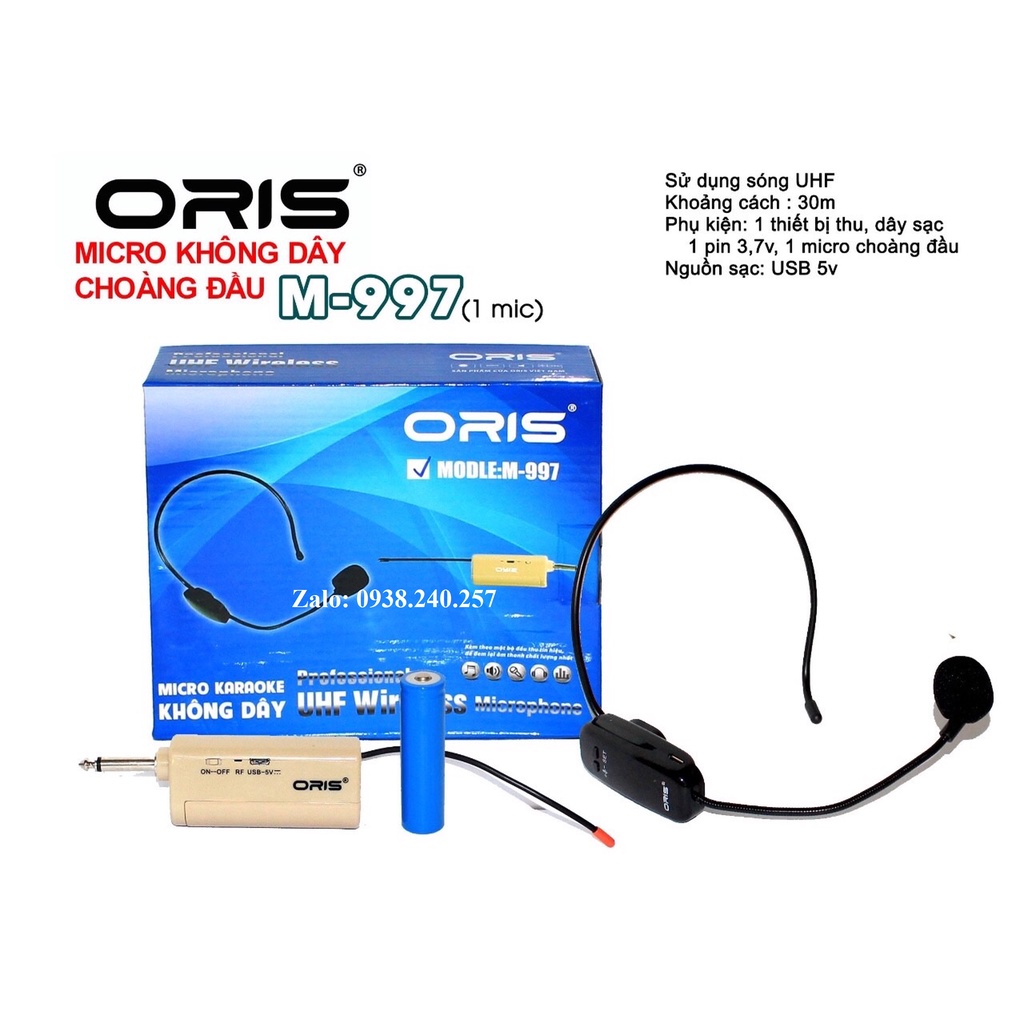 Micro không dây đeo tai, choàng đầu oris M-997 hàng chính hãng chất lượng cao