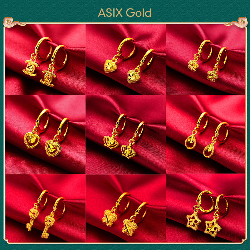ASIX GOLD Bông tai vàng 24K dành cho nữ Bông tai ngôi sao trái tim tình yêu dễ thương - 9 kiểu Phong cách quyến rũ