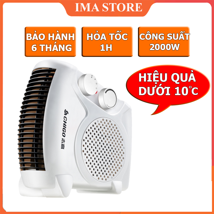 Quạt Sưởi Ấm Mini ChiGo Công Suất Max 2000W Với 3 Cấp Độ Điều Chỉnh Tự Tắt Khi Quá Nhiệt Dùng Cho Phòng Diện Tích 20m