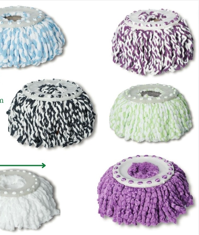 Combo bông lau nhà tự vắt 360 độ - bông lau thay thế cho cây lau nhà mâm tròn sợi cotton lau sạch thấm hút cực tốt