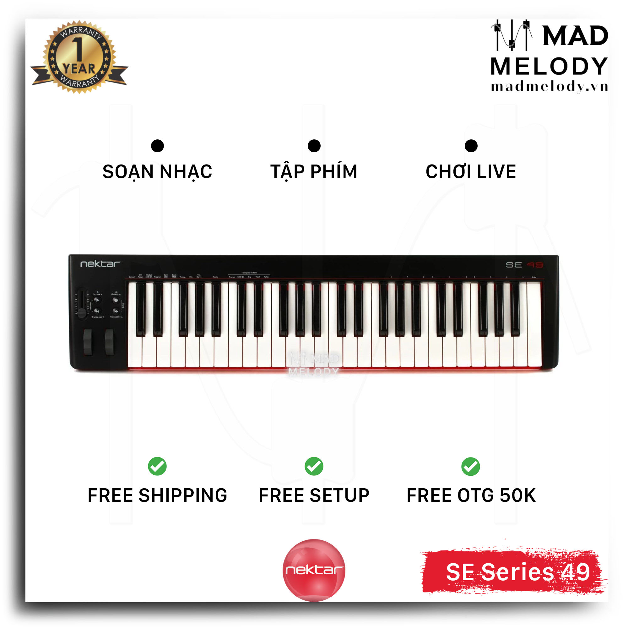 Nektar SE49 49-Key USB MIDI Keyboard Controller (Đàn soạn nhạc 49 phím, Brand New)