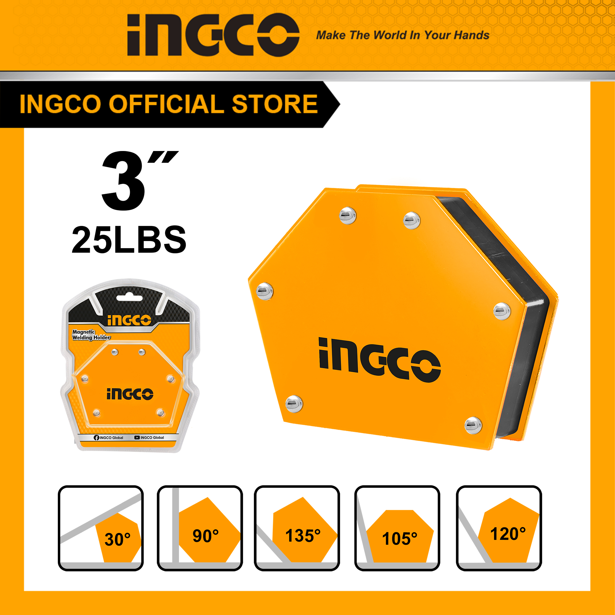 Ke góc nam châm hàn 3 góc, ke góc hàn ingco amwh25032 thông dụng