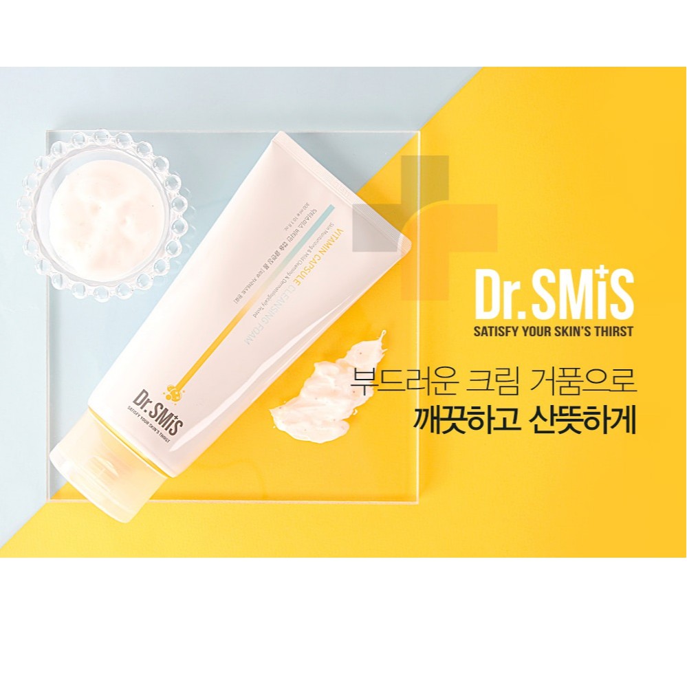 Sữa rửa mặt trắng da giảm thâm nám Daycell Dr. Smis Vitamin Capsule Cleasing foam chính hãng Hàn Quốc, 300ml