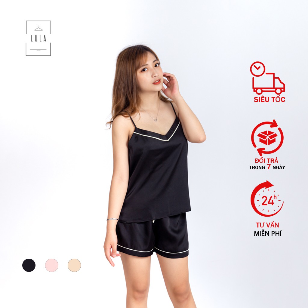 Bộ ngủ lụa 2 dây, đồ ngủ 2 dây lụa cao cấp không nhăn nhàu