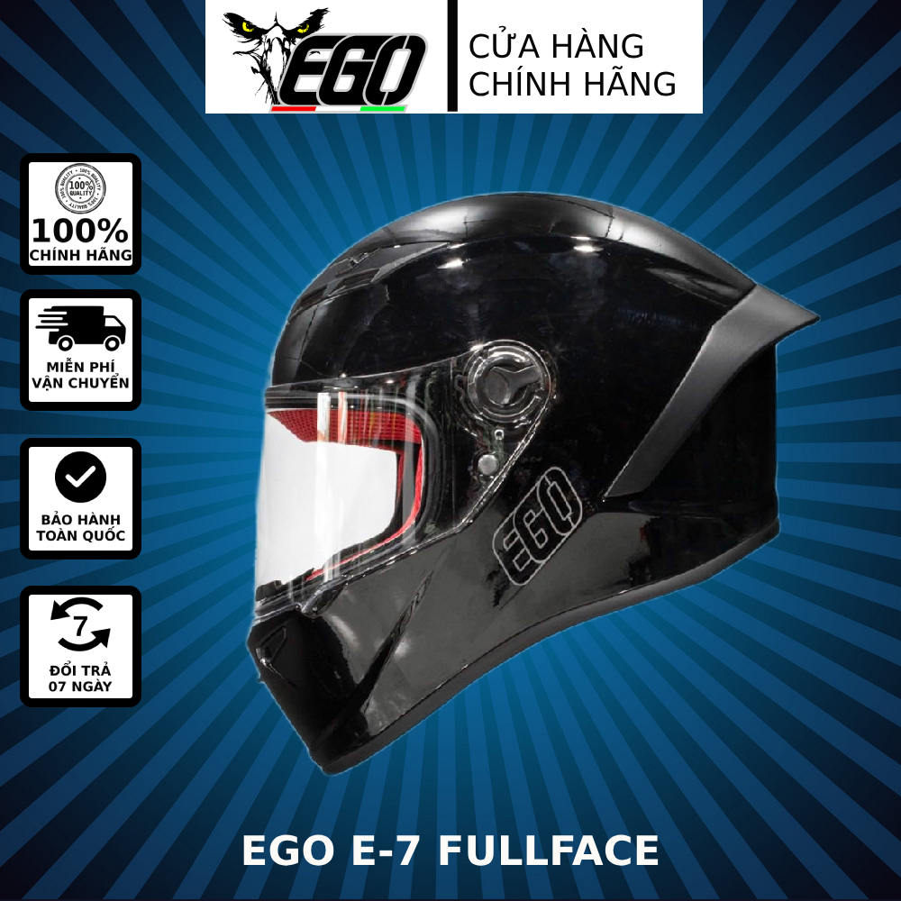 Mũ bảo hiểm ego e7 - màu đen bóng