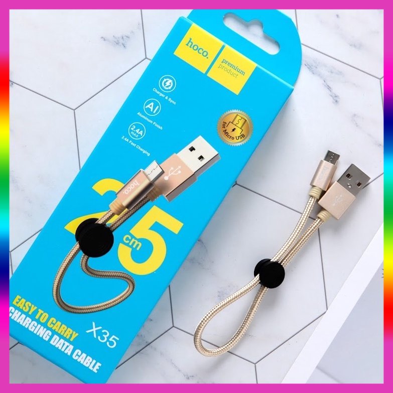 Cáp sạc ngắn Hoco X35 2.4A dài 25cm sạc nhanh dây dù - Cáp iPhon iPat - Micro USB - USB typeC