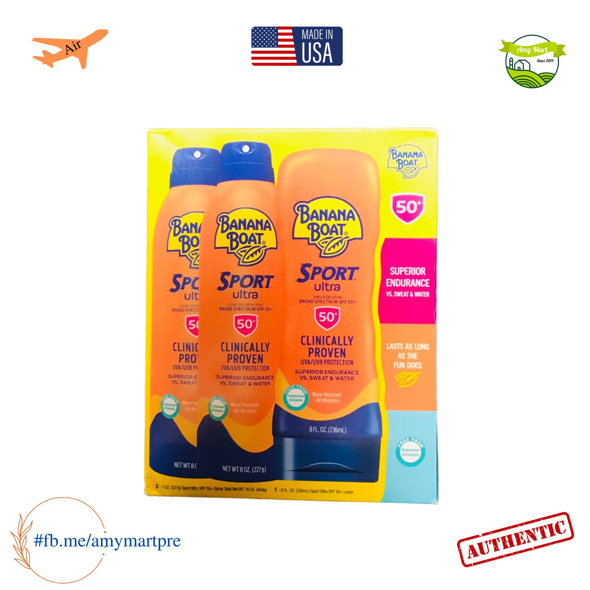Chống nắng toàn thân banana boat sport ultra clear sunscreen spray broad spectrum spf50+