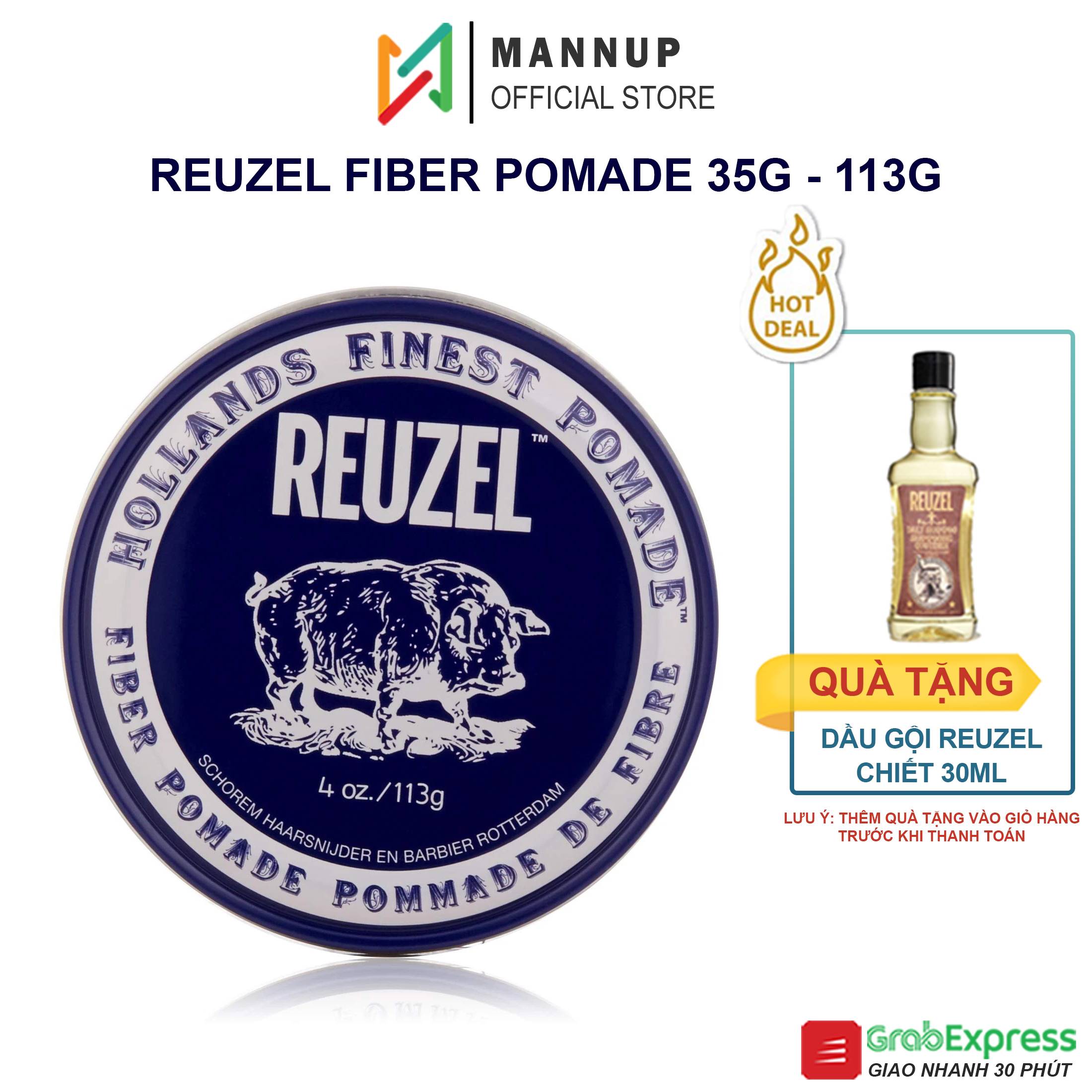 Sáp vuốt tóc reuzel fiber pomade 35g - 113g