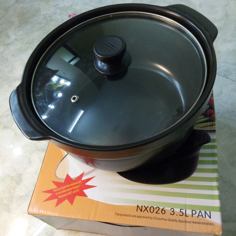 Nồi đất kho cá thịt 3.5L vung kính