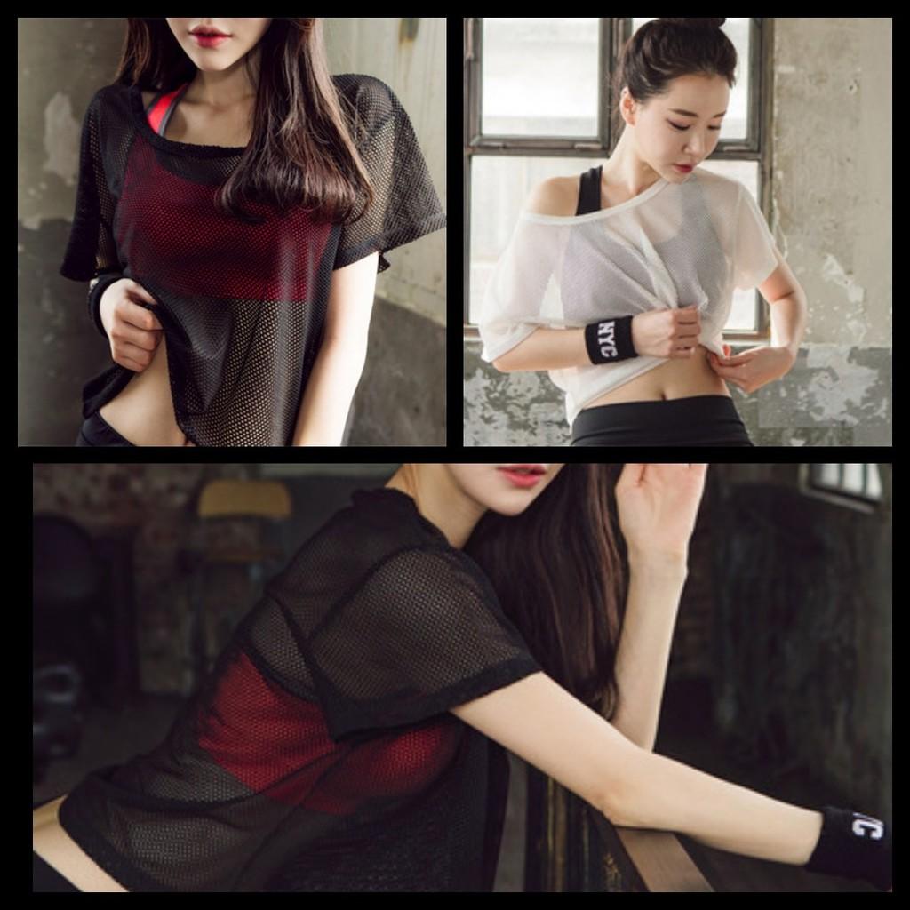 [HCM]Áo Lưới Tập Gym Yoga Đi Biển Cotton Thoáng