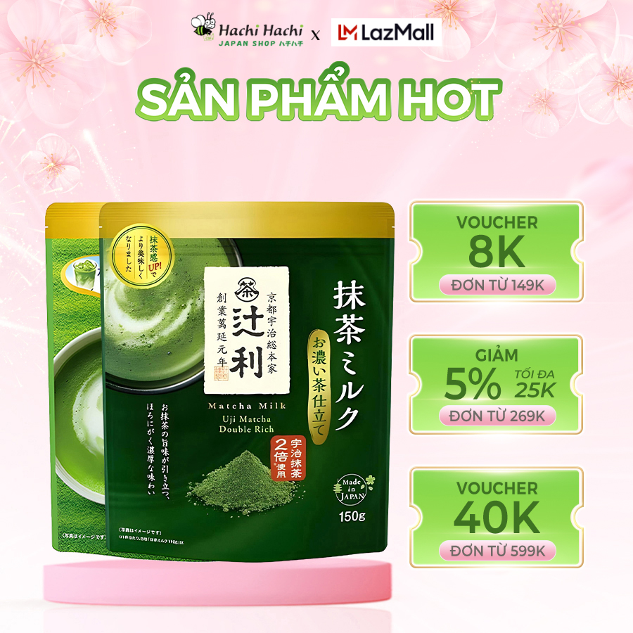 Bột trà sữa trà xanh Uji Matcha Milk 190g/ vị đậm đà 150g - Hachi Hachi Japan Shop