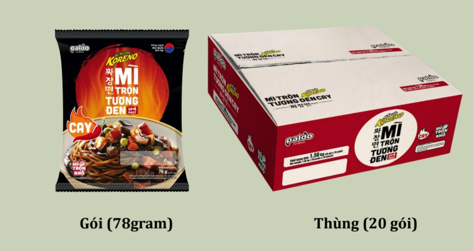 Mẫu mới vị ngon bùng nổ - Mì trộn tương đen Cay Hàn Quốc Koreno Paldo - Mì tương đen Koreno Jjajangmen gói 78g - Đồ ăn vặt - Nhu yếu phẩm