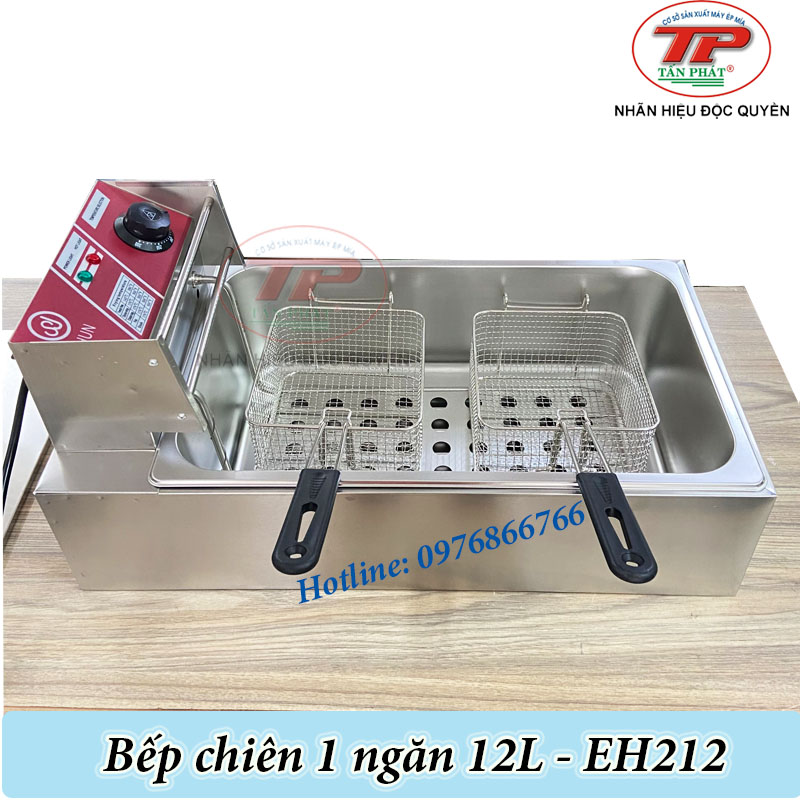 Bếp chiên 1 ngăn 12l, bếp chiên đơn 12l - eh212 - bếp chiên dầu chiên được nguyên con gà, bếp chiên khoai tây lốc xoáy, gà rán