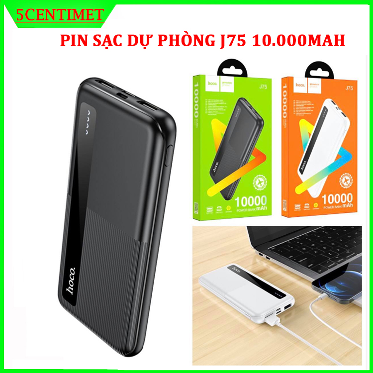 Pin sạc dự phòng Hoco J75 10.000mAh Sạc Nhanh 2 cổng USB 5V-2A - Màn LED hiển thị pin