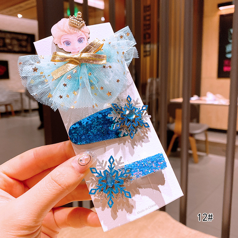 Set 3 kẹp tóc công chúa elsa dễ thương cho bé gái
