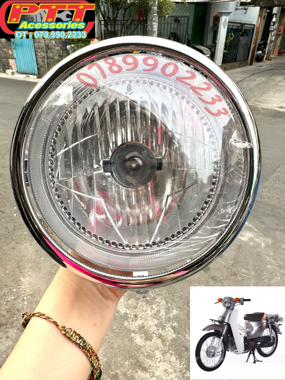 Pha đèn xe cub mới