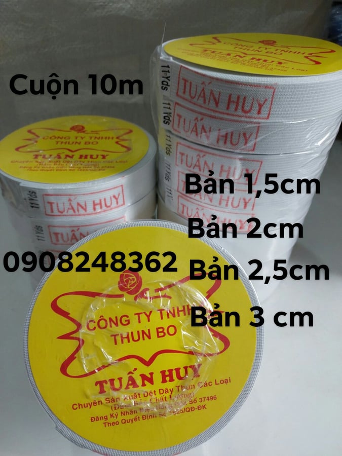 Thun may quần áo cuộn 10 mét ( 1,5 . 2cm . 2.5 ,3cm