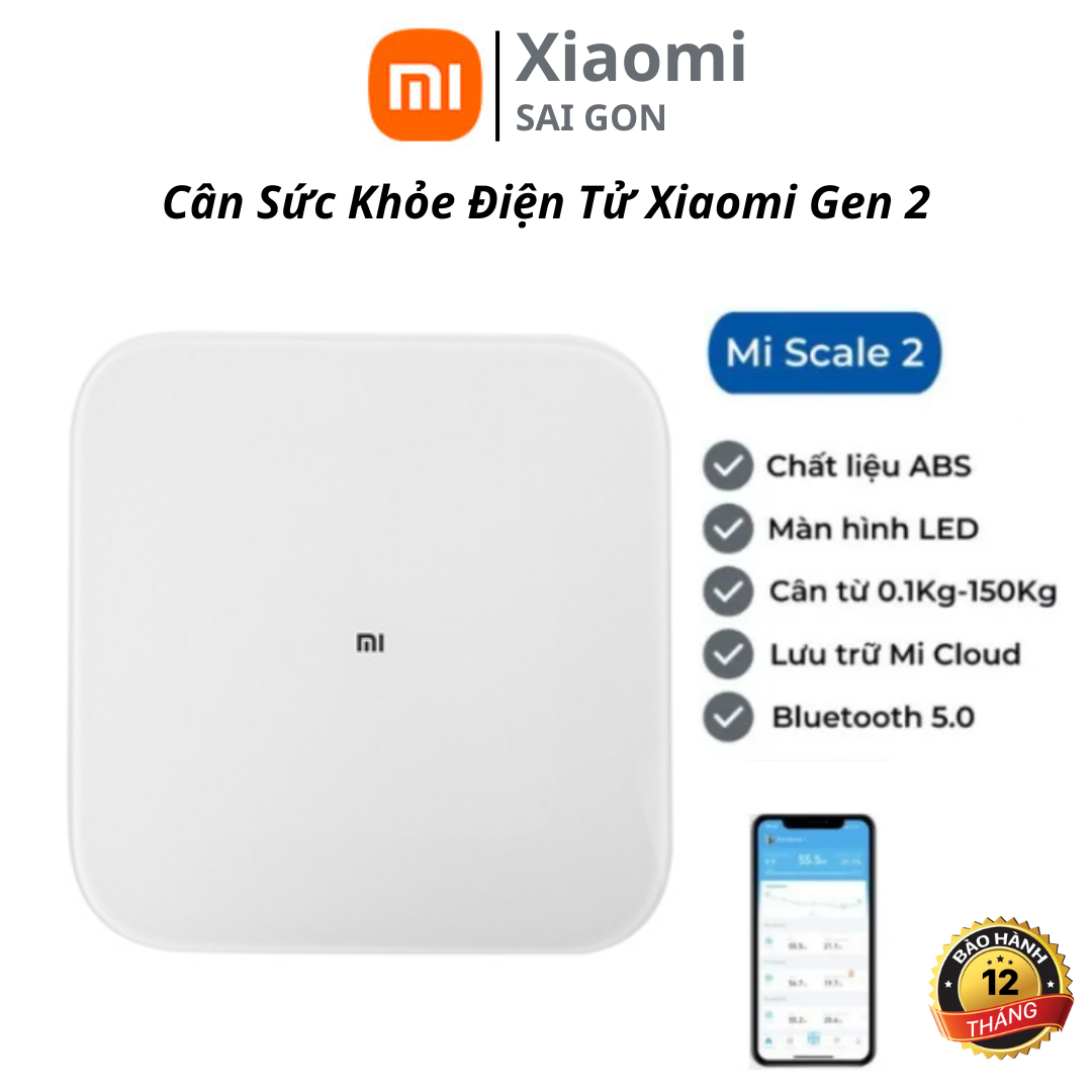 Cân điện tử Xiaomi body fat scale 2 thông minh , phân tích kết nối app , định lượng mỡ thừa trên cơ 