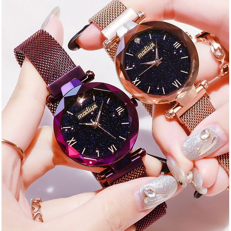 đồng hồ nữ﹊✳▽  Đồng Hồ Nữ Dây Nam Châm Lụa Chính Hãng MODIYA Đính Đá Cao Cấp Sang Chảnh Thời Trang Cực Đẹp Giá Rẻ