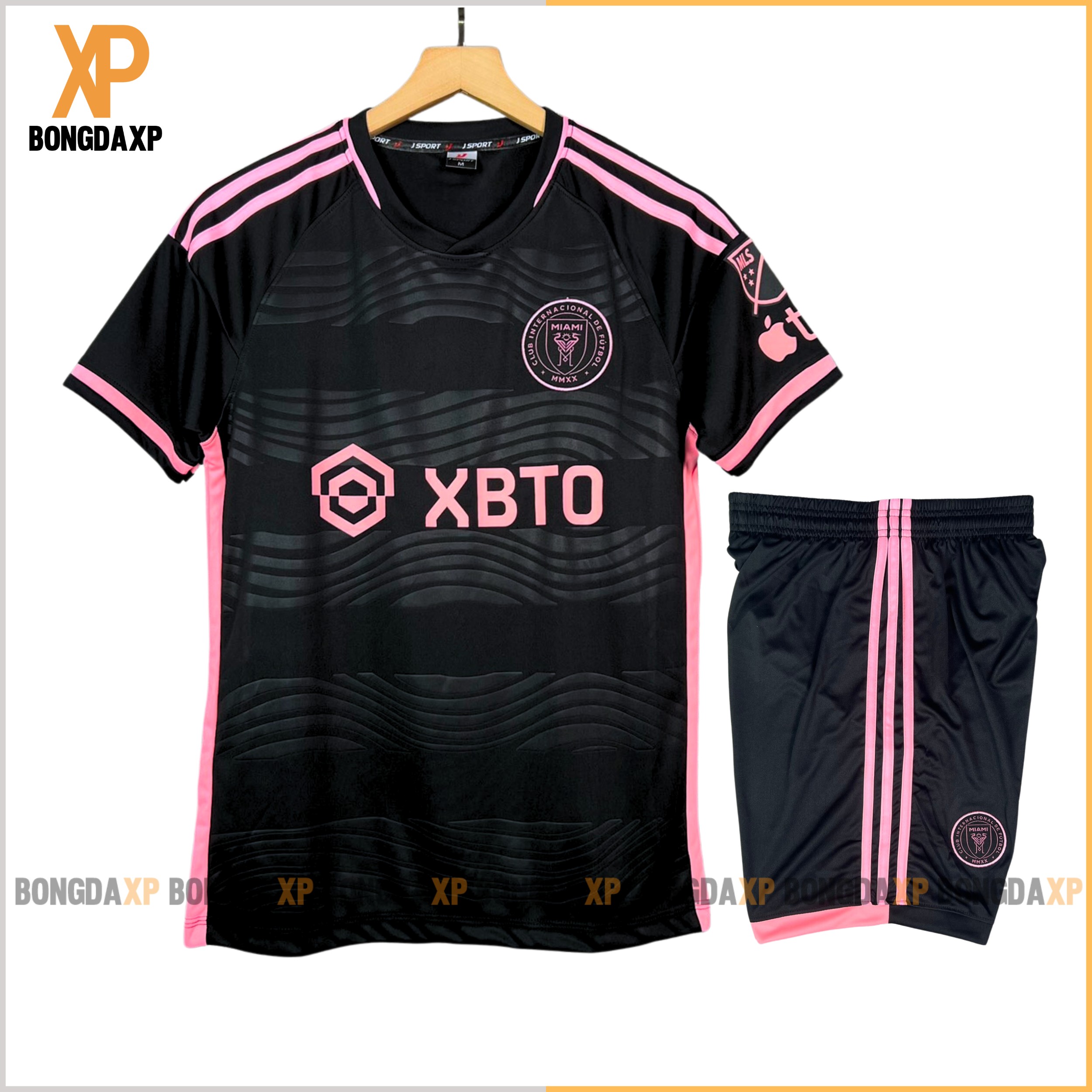 Quần áo bóng đá, đồ đá banh CLB Miami Đen 2023 Vải thun lạnh cao cấp