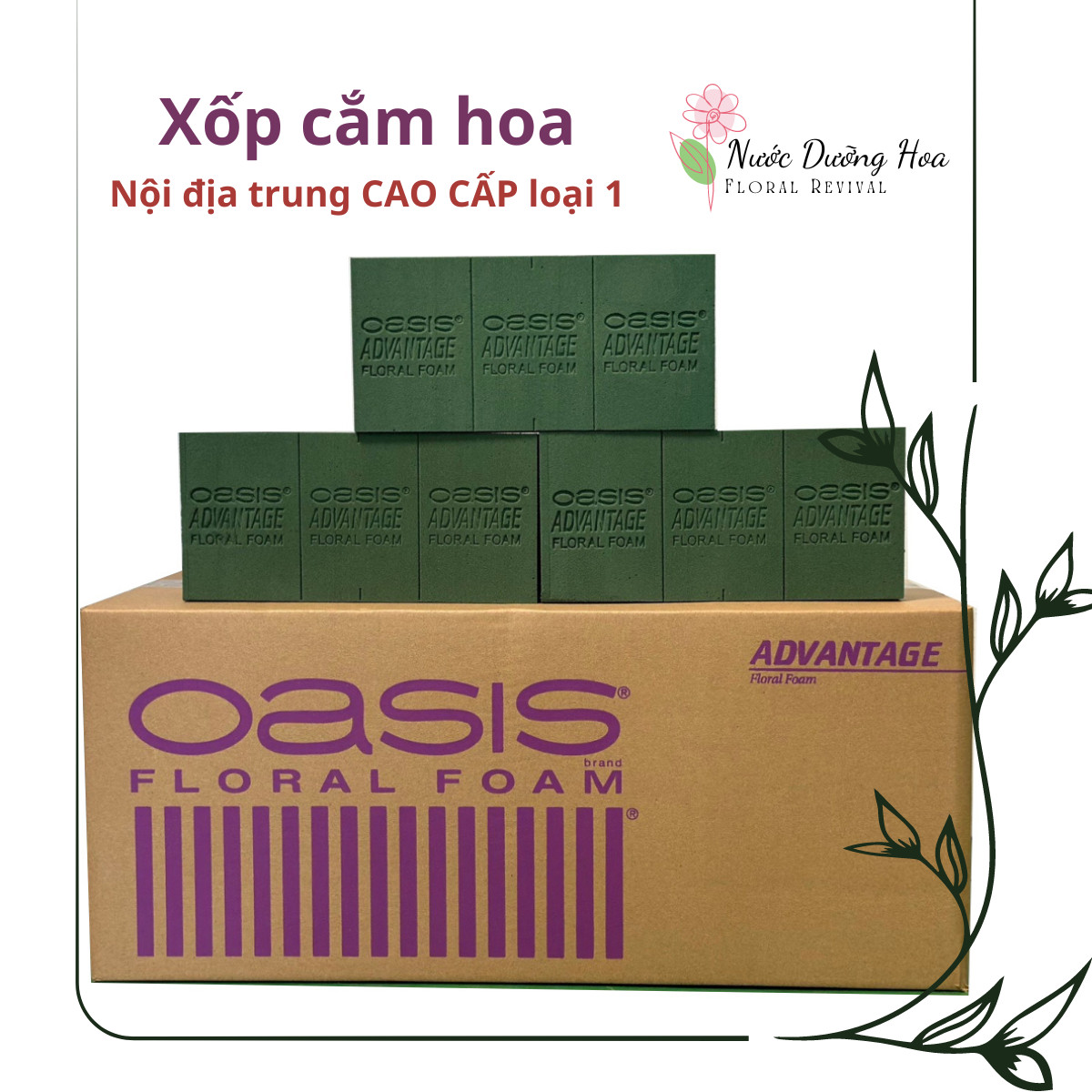 10 Viên Xốp cắm hoa tươi Oasis TÍM - Xốp cắm hoa OASIS chuyên dụng cắm hoa tươi giá siêu rẻ