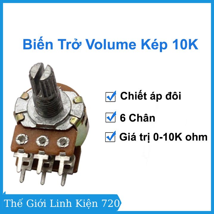 Biến trở volume 10K, chiết áp đôi kép 6 chân
