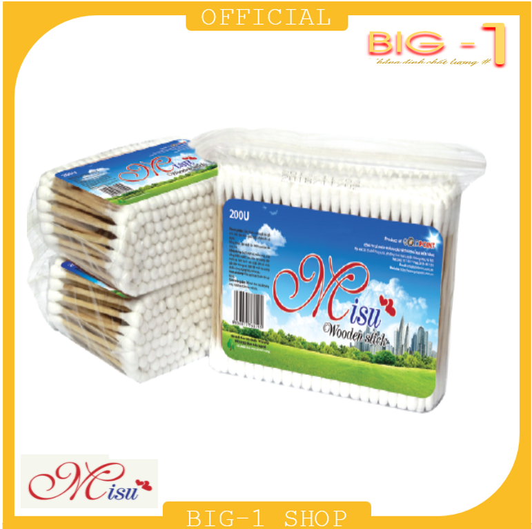Bông tai Misu gói 200 lõi gỗ vệ sinh tai vệ sinh cá nhân