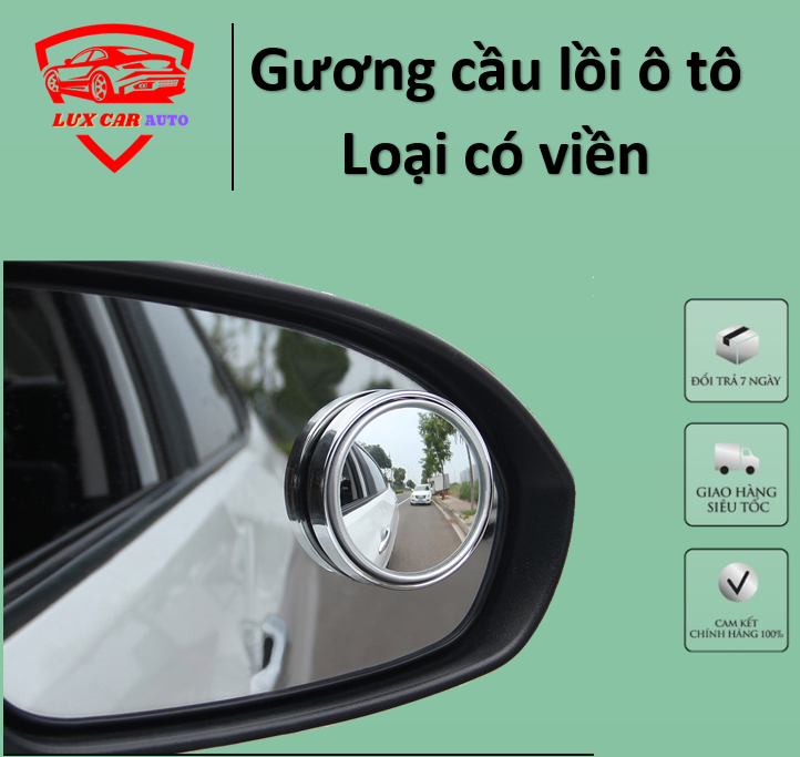 Bộ gương xóa điểm mù tráng gương loại có viền, gương cầu lồi dán kính chiếu hậu ô tô, xe hơi xoay 360 độ, độ nét cao cho xe hơi xóa góc chết