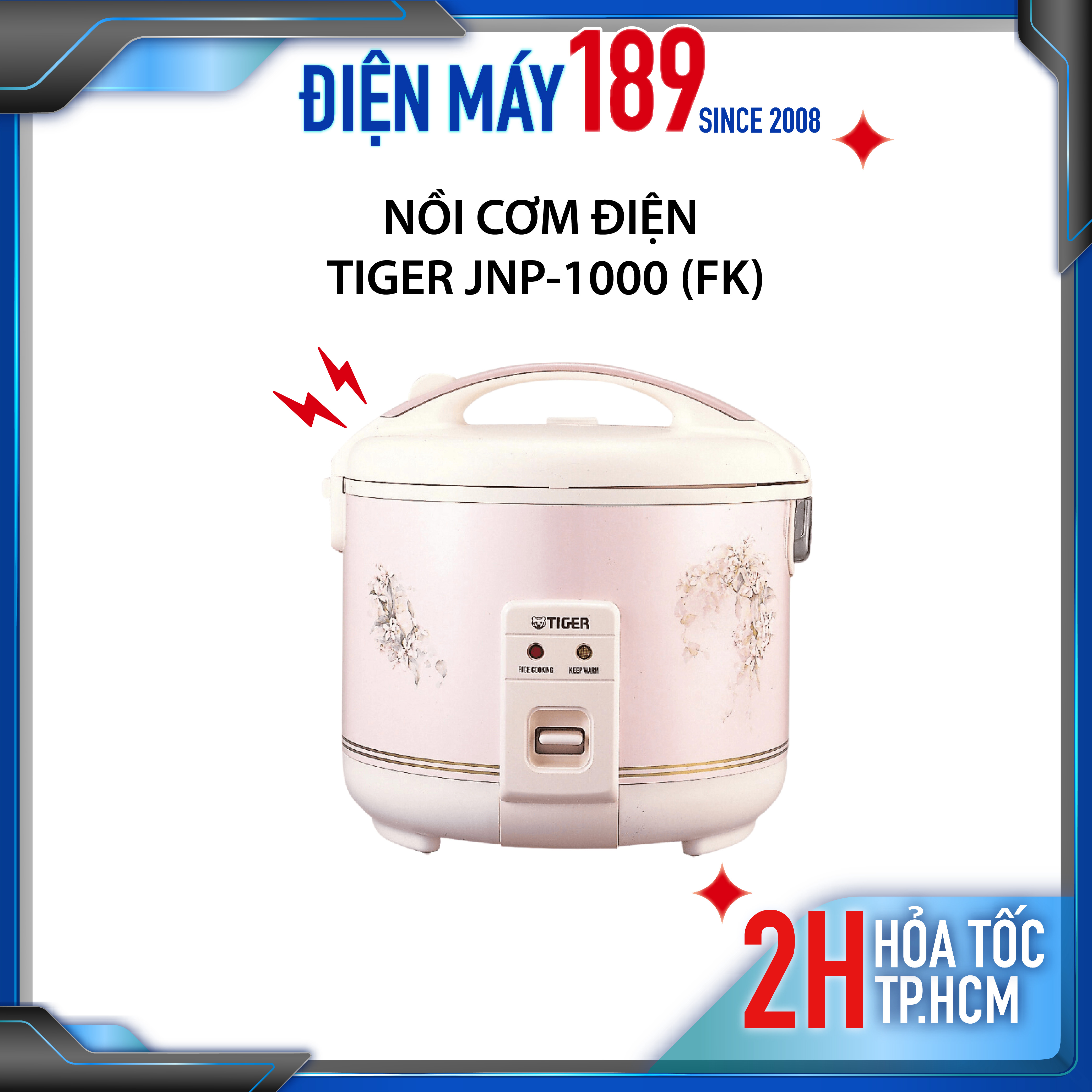 Nồi cơm điện tiger jnp-1000 - dung tích 1 lít, công suất 518w, giữ ấm cơm đến 12h - hàng chính hãng, bảo hành 12 tháng