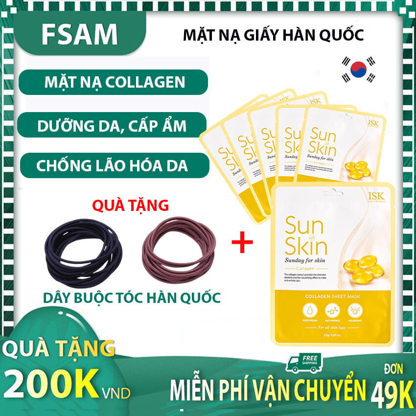 [HCM]Mặt Nạ Giấy Collagen Dưỡng Da Cấp Ẩm Mờ Nhăn Thâm Nám Tàn Nhan Da Trắng Sáng Ngăn Mụn.. Hiệu Quả Ko Thua Nhau Thai Cừu Nhật Đất Sét Mặt Nạ Ngủ Mua ISK Giá Tốt Tại Fsam QUÀ TẶNG 200K