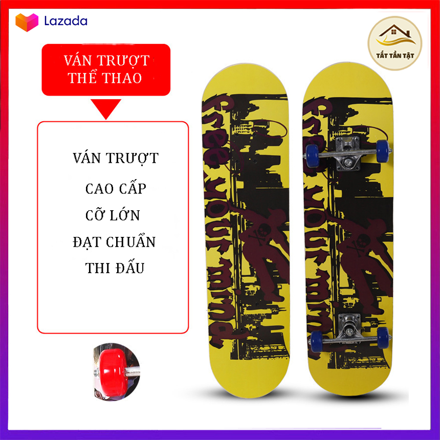 Ván trượt chuyên nghiệp SkateBoard, ván trượt người lớn cao cấp đạt chuẩn thi đấu, 8 lớp gỗ phong ép