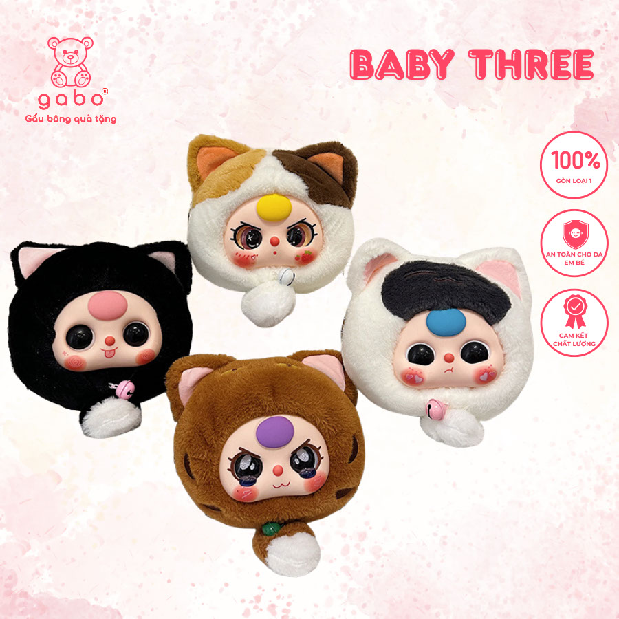 Blind Box Baby three Bé Ba Mèo thầƞ Եài Lucky cat mini, blind box thỏ thị trấn, BB3 hải sản hàng vn sản xuất ko ca.rd