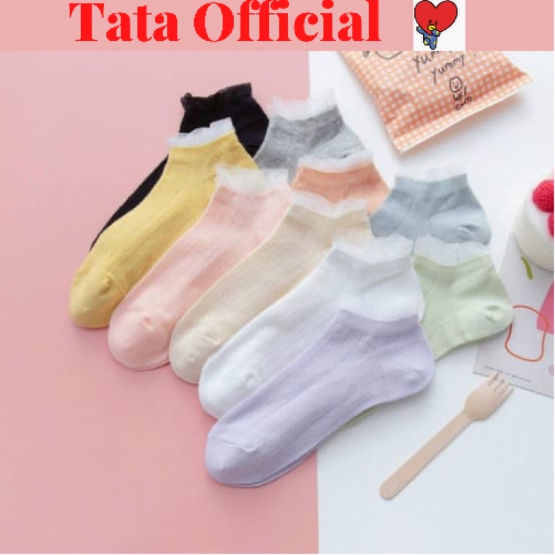 Tất nữ cổ ngắn, vớ nữ cổ ngắn, cổ bèo vớ thấp Cotton Hàn Quốc