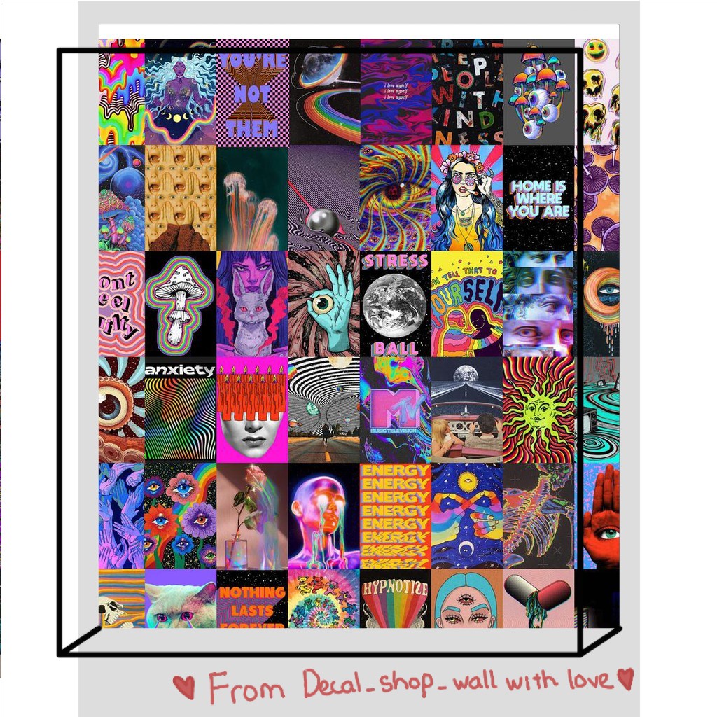 [FREESHIP EXTRA] Wall Collage dán tường trang trí decor phòng ngủ - theme Psychedelic