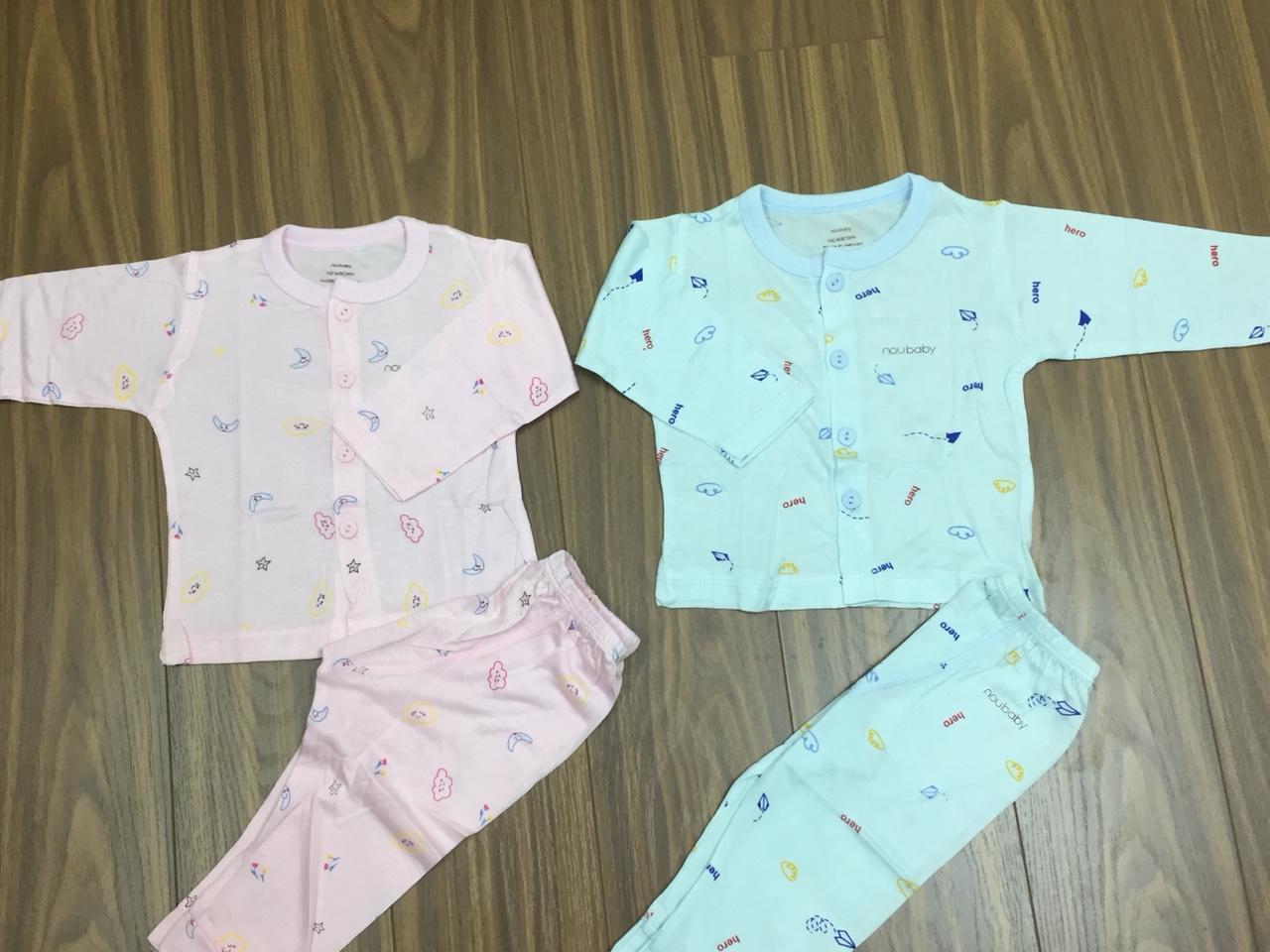 Nou baby dài tay cài khuy giữa in hình cho bé từ 0-24 tháng tuổi