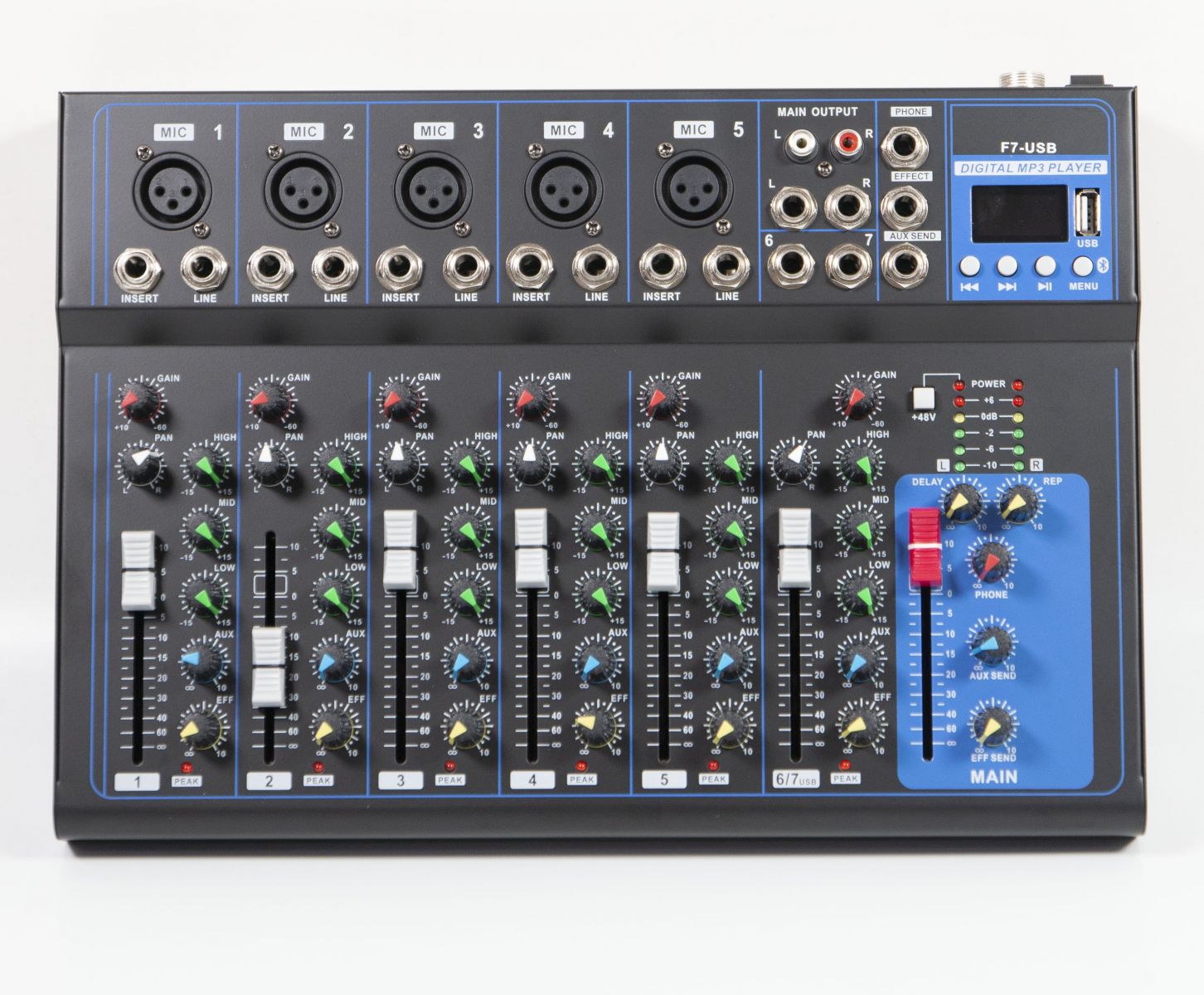 (PHIÊN BẢN GIỚI HẠN) Bàn Mixer Karaoke Hàng Xịn - Bàn Trộn Âm Thanh Mixer F7 USB Bluetooth - 7 Kênh Cao Cấp, Chống Hú Rít, Dàn Âm Thanh MINI Chuyên Nghiệp Cho Sân Khấu Hội Trường Phòng Thu Hát, Livestream, Karaoke Gia Đình