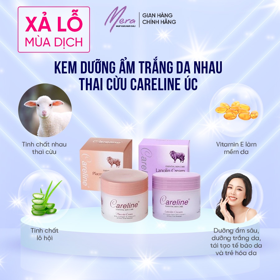 Kem dưỡng ẩm sâu làM trắng da nhau thai cừu Careline Úc
