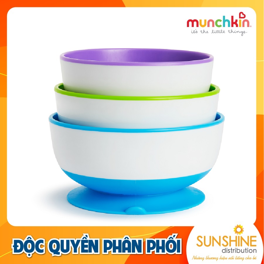 Bộ 3 bát ăn chống đổ munchkin