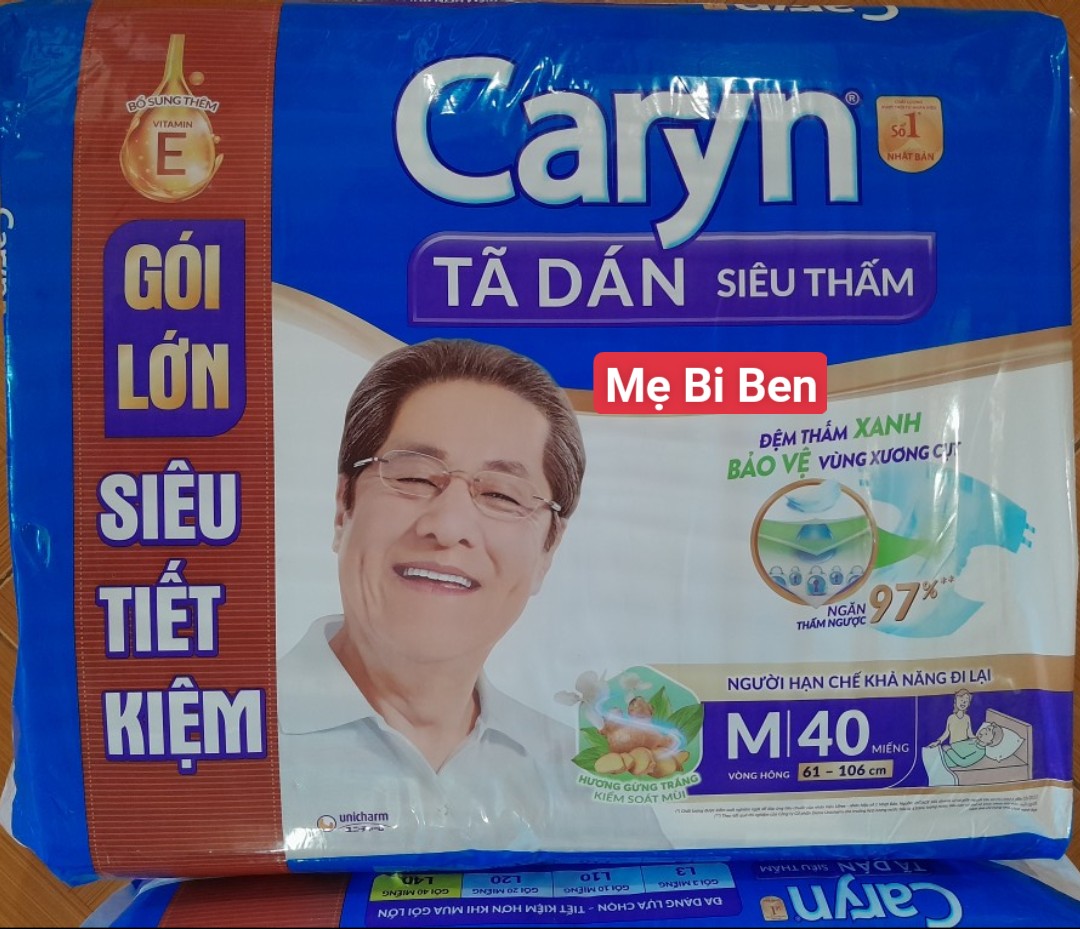 [Gói Lớn Đủ Size] Combo 2 Gói Tã Dán Người Lớn Caryn Siêu Thấm Size M40/Ml40/XL20 Miếng - Gói Siêu Tiết Kiệm